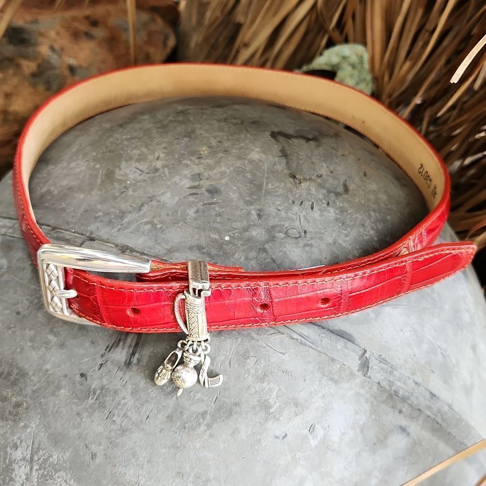 Brighton Red Leather Golf Themed Belt M 30